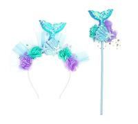 YIZITU Party Mermaids Headband Stick Set Decoration Household For Festival Holiday Birthday Present Costume Props For Kids