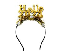 YIZITU Shining HELLO 2024 Shape Headband Festival Hair Hoop New Year Headpiece Halloween Party Costume Prop Unisex