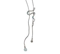 YIZITU Silver Snake Pendant Necklace Featuring A White Oil Drop Pendant Designs for Trendy Individuals and Daily Outfits