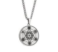 YIZITU Stainless Steel Metatron Cube Necklace Flower Of Life Pendant Chakra-Yoga Chain Man Jewelry