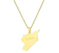YIZITU Syria Map Pendant Necklace Syrian Couples Jewelry Trend Ethnic Vintage Patriotic Unisex Region Accessories Wedding Syrian Pendant