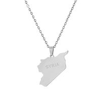 YIZITU Syria Map Pendant Necklace Syrian Couples Jewelry Trend Ethnic Vintage Patriotic Unisex Region Accessories Wedding Syrian Pendant