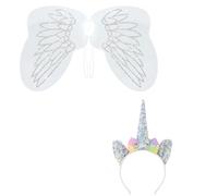 YIZITU Unicorns Costume Set Unicorns Wing With Headwear Halloween Fairies Wing Unicorns Headband Princess Wing For Theme Party