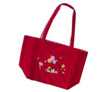 YIZITU Unique Large Capacity Shoulder Bag For Women Embroidery Corduroy Top Handle Purse Fashionable Office Travel Handbag Youthful Aesthetic Accessory