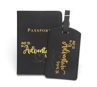 YIZITU Versatile 2pcs/Set PU Leather Passport Holder Cover Wallet and Luggage Label Set Securely Carry Your Travel Necessities Passport Holder and Suitcase Label