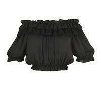 YIZITU Women Victorian Crop Top Puff Half Sleeve Blouse Sweet Frilly Ruffled Lace Off Shoulder Bottoming Shirts