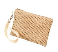 YIZITU Woven Straw Handbag For Women Casual Beach Vacation Small Envelope Bag With Wristlet Zippered Wallet Purse Beach Clutch Bag