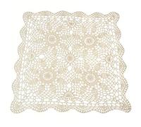 Yizunnu Vintage Hand Crochet Lace Doily Square Cotton Table Cover 40x40cm Beige Sofa Towel