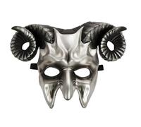 YiZYiF 3D Devil Mask Bull Horn Mask Masquerade Cosplay Silver One Size
