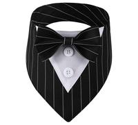YiZYiF Adjustable Holiday Dog Collar Tuxedo Bow Tie Triangle Bandana for Christmas Weddings for Dogs Cats Black Striped L