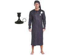 YiZYiF Adult Men 3 Pcs Christmas Nightshirt Costume Nightgown Carnivals Halloween Party Rave Loungewear Black M