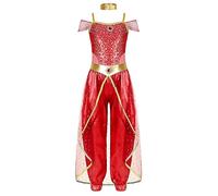 YiZYiF Arabian Princess Fancy Costume for Kids Girls Halloween Dress Up Carnival Outfits Red 11-12 Years
