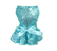 YiZYiF Bling Dog Dress Pet Luxury Princess Wedding Dresses Puppy Sparkly Sequin Summer Clothes for Chihuahua Blue S