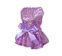 YiZYiF Bling Dog Dress Pet Luxury Princess Wedding Dresses Puppy Sparkly Sequin Summer Clothes for Chihuahua Purple XS