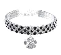 YiZYiF Bling Pet Collar Glittering Diamond Dog Cat Necklace Adjustable Fancy Collar for Puppies Kittens Wedding Black&White M