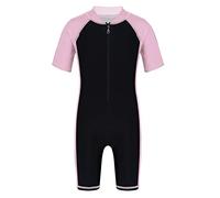 YiZYiF Boys Swimming Costume Zip up Sun Protection One Piece Swimsuit Swimwear Surfing Diving Wet Suits Pink&Black 5-6 Years