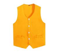 YiZYiF Button Vest Work Uniform for Men and Women Volunteer Waistcoat for Waiter Bartender Hospitality Jobs Yellow L