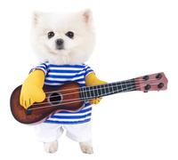 YiZYiF Cat Dog Costume Guitar Player Apparel with Attachable Guitar for Halloween Party Photos Cosplay Blue Striped L