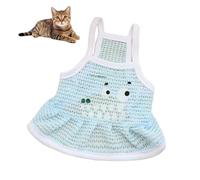 YiZYiF Cute Dog Shirt with Pleated Skirt Hem Hollow Out Mesh for Breathability Sleeveless Vest for Small Puppy Girls Blue XXL