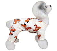 YiZYiF Cute Print 4-Leg Dog Pajamas with Leash Ring Soft Summer Onesie for Small Dogs Teddy Bichon Cats Horse XL