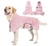 YiZYiF Dog Bathrobe for After Bath Fast Drying Super Absorbent Hooded Towel Robe Warm Soft Drying Coat for Medium Dogs Pink L