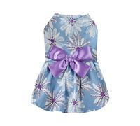 YiZYiF Dog Clothes Girl Dog Dresses Floral Print Puppy Princess Dress with Bowknot Pet Cat Clothes Summer Outfits Purple XL
