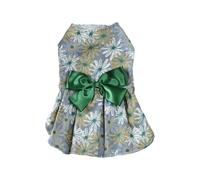 YiZYiF Dog Clothes Girl Dog Dresses Floral Print Puppy Princess Dress with Bowknot Pet Cat Clothes Summer Outfits Green S