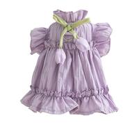 YiZYiF Dog Dresses with Leash Ring Girl Flower Decor Puppy Wedding Dress Pet Party Dress for Kitten Chihuahua Purple M