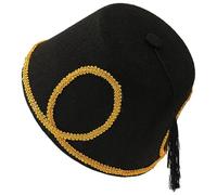 YiZYiF Elegant Fez Hat Turkish Hat Stylish Moroccan Headwear Trim Detail Festive Fez Hat Moroccan Hat Headgear Black 1 One Size