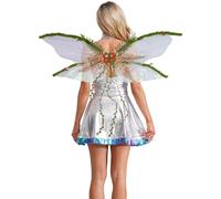 YiZYiF Enchanted Fairy Wings with Flowers Woodland Nymph or Dryad Costume Accessory for Adults, Delicate Butterfly Wings White A One Size