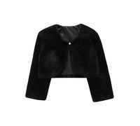 YiZYiF Flower Girls Faux Fur Long Sleeve Princess Cape Wrap Bolero Shrug Jacket Wedding Birthday Bridesmaid Party Coat Black 10-12 Years