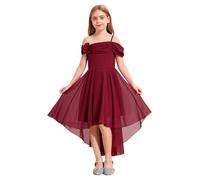 YiZYiF Girls Dress Elegant Sleeveless Off Shoulder A-Line Party Dress Evening Parties Prom Wedding Dance Gown Burgundy 15-16 Years
