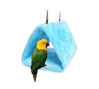 YiZYiF Happy Hut with Bells Interactive Snuggle Tent for Playful Birds Parakeets Cockatiels Conures to Sleep and Play Light Blue M