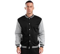 YiZYiF Jackets for Mens Baseball Varsity Jackets Warm Sweatshirt Lightweight Basketball Jacket with Pocket Black&Gray L