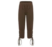 YiZYiF Kids Boys Ankle Banded Pants Drawstring Elastic Waist Medieval Viking Pirate Trousers Vintage Renaissance Gothic Pants Coffee 11-12 Years