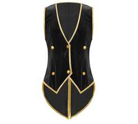 YiZYiF Kids Boys Renaissance Steampunk Tailcoat Sleeveless Medieval Victorian Theme Party Jacket Black 15-16 Years