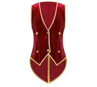 YiZYiF Kids Boys Renaissance Steampunk Tailcoat Sleeveless Medieval Victorian Theme Party Jacket Red 9-10 Years