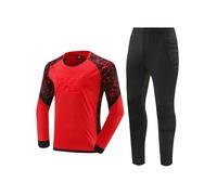 YiZYiF Kids Boys Soccer Jersey Football Goalie Protective Padded T-Shirt with Pants Goalkeeper Training Outfit Red 11-12 Years