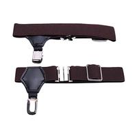 YiZYiF Men Elastic Sock Stays with Non-slip Locking Clamps Suspenders Garters Hold up Braces Dark Coffee One Size