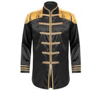 YiZYiF Mens Adult 60s Retro Hip Hop Hippy Jacket Halloween Sergeant Pepper Costume Tassel Coat Outerwear Black XXL