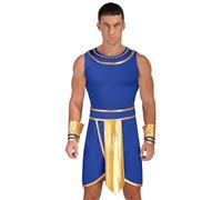 YiZYiF Mens Ancient Greek Historic Fancy Dress Adult Roman Toga Spartan Warrior Halloween Costumes BlueA 3XL