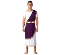 YiZYiF Mens Ancient Greek Historic Fancy Dress Adult Roman Toga Spartan Warrior Halloween Costumes Purple L