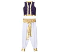YiZYiF Mens Arabian Prince Set Halloween Toad Costume Stage Performance Vest With Pants Purple White M
