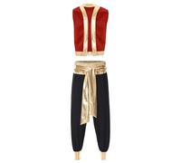 YiZYiF Mens Arabian Prince Set Halloween Toad Costume Stage Performance Vest With Pants Red Black L