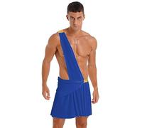 YiZYiF Mens Greek God Costume Roman Toga Ancient Caesar Outfits One Shoulder Prince Cosplay Halloween Fancy Dress Up Blue L