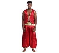 YiZYiF Mens Pcs Arabian Prince Stage Performance Costume Halloween Party Fancy Outfits Dressup Burgundy Burgundy 3XL
