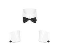 YiZYiF Men's Sexy Playboy Dancer Costume Bachelor Single Party Accessory Cuffs and Collar Set White One Size