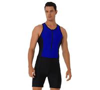 YiZYiF Mens Wrestling Singlets Bodysuit Leotard Gym Fitness Jumpsuit Sleeveless One Piece Athletic Sport Swimsuit Blue 3XL