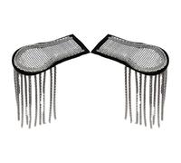 YiZYiF Napoleonic Vintage Epaulette Replica Historical Cord Brass Button Military Uniform War Film Costume Accessory Black Silver One Size