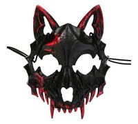 YiZYiF One-Piece Skull Blood Printed Half Face Skeleton Mask Scary Halloween Cosplay Costume Accessory Long Teeth Type A Black One Size